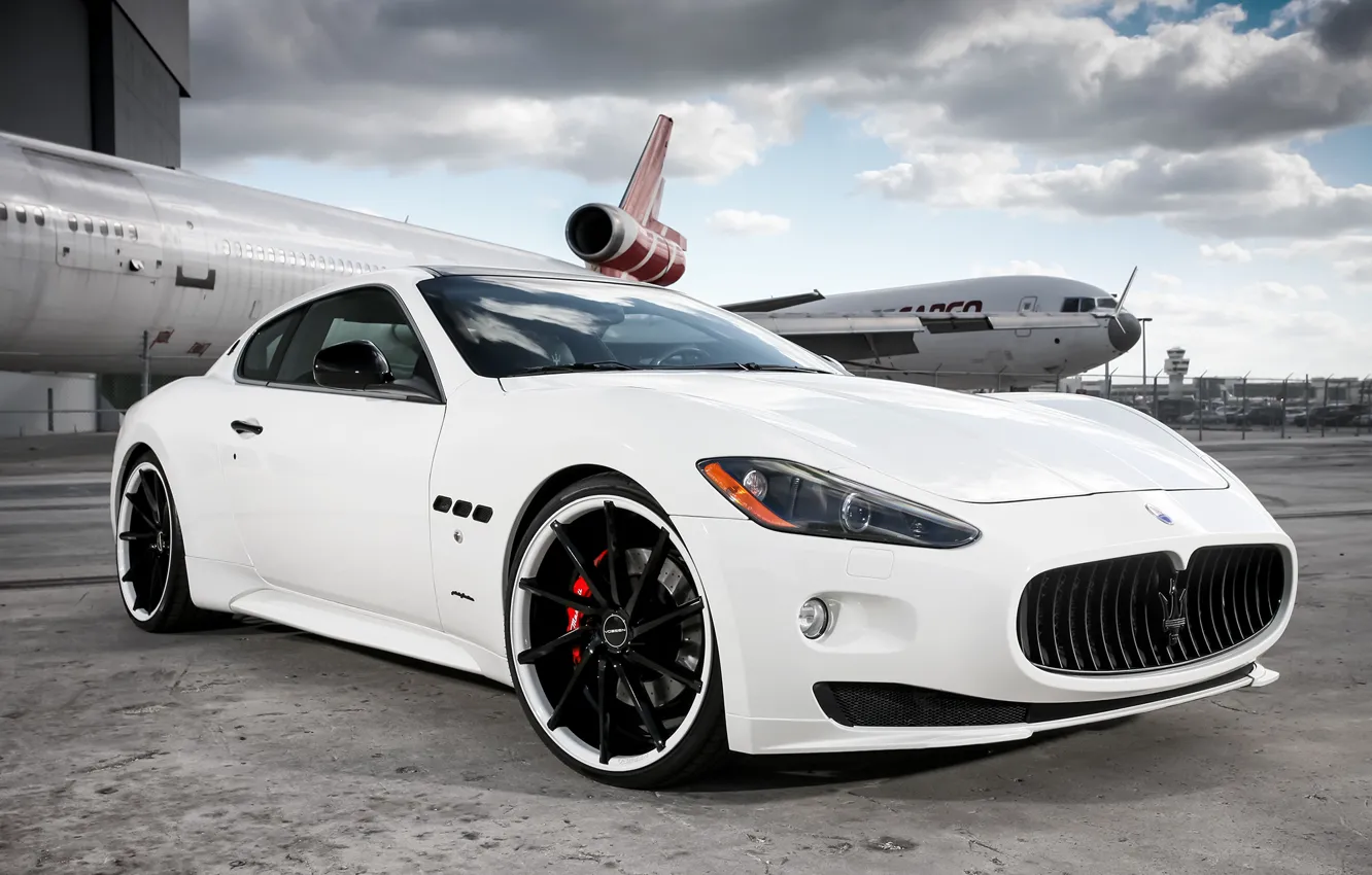 Фото обои Maserati, white, Granturismo, Vossen