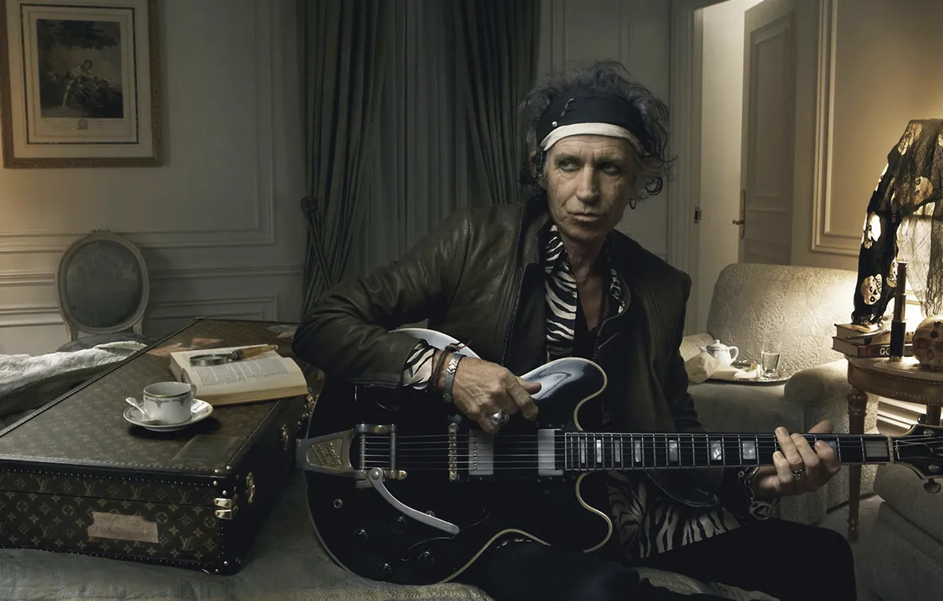 Фото обои гитара, rock, rolling stones, annie leibovitz, keith richards