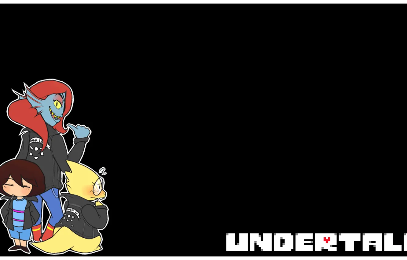 Фото обои Undertale, Alphys, Undyne, Frisk