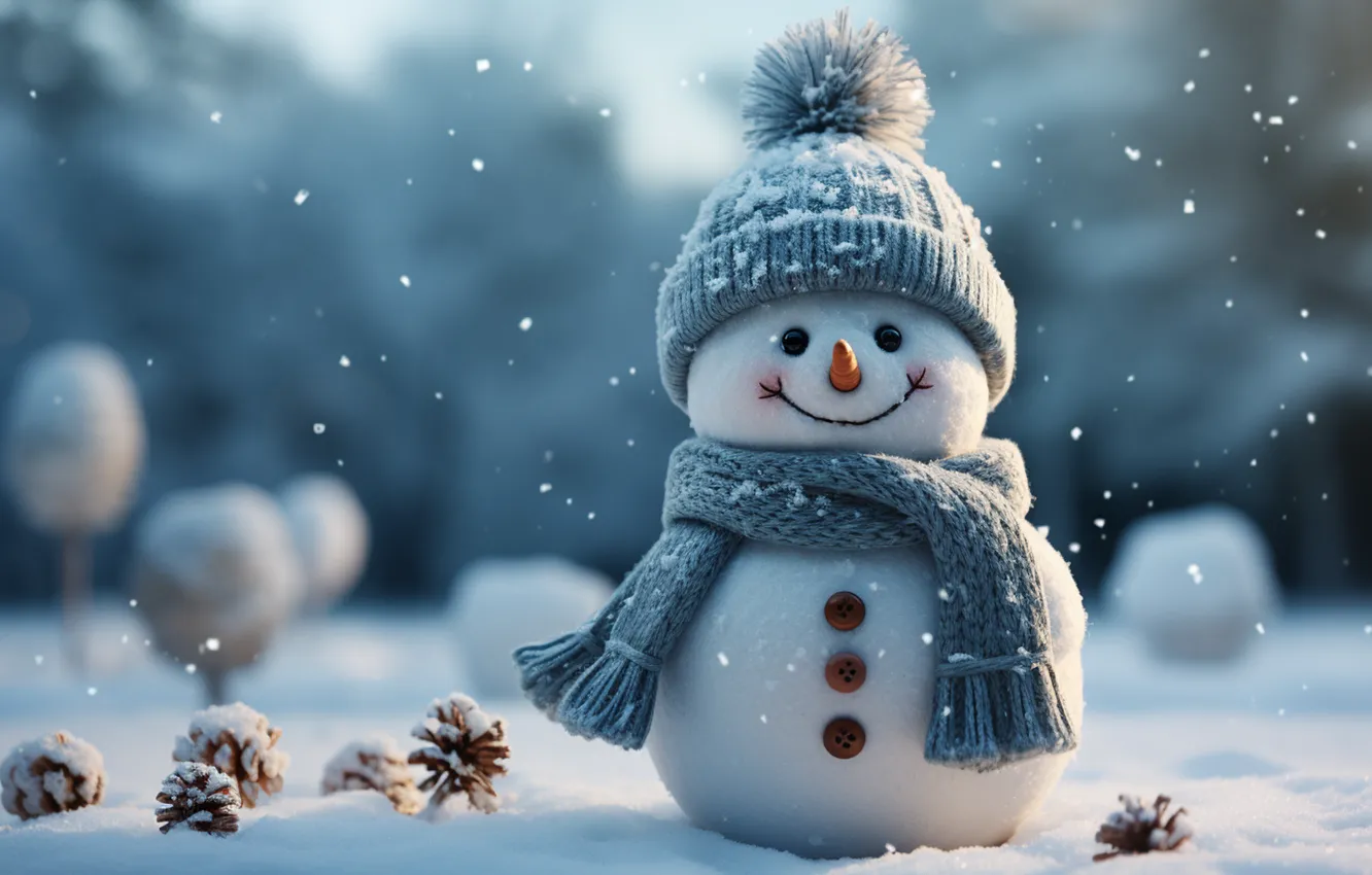 Фото обои зима, снег, новый год, Рождество, снеговик, Christmas, night, winter