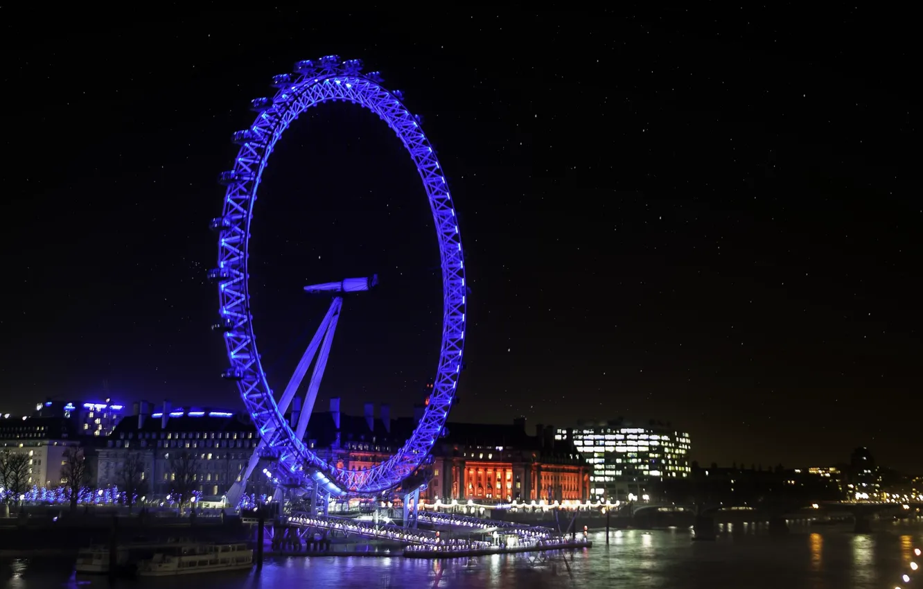 Фото обои ночь, город, огни, Лондон, photographer, London Eye, Paulo Ebling