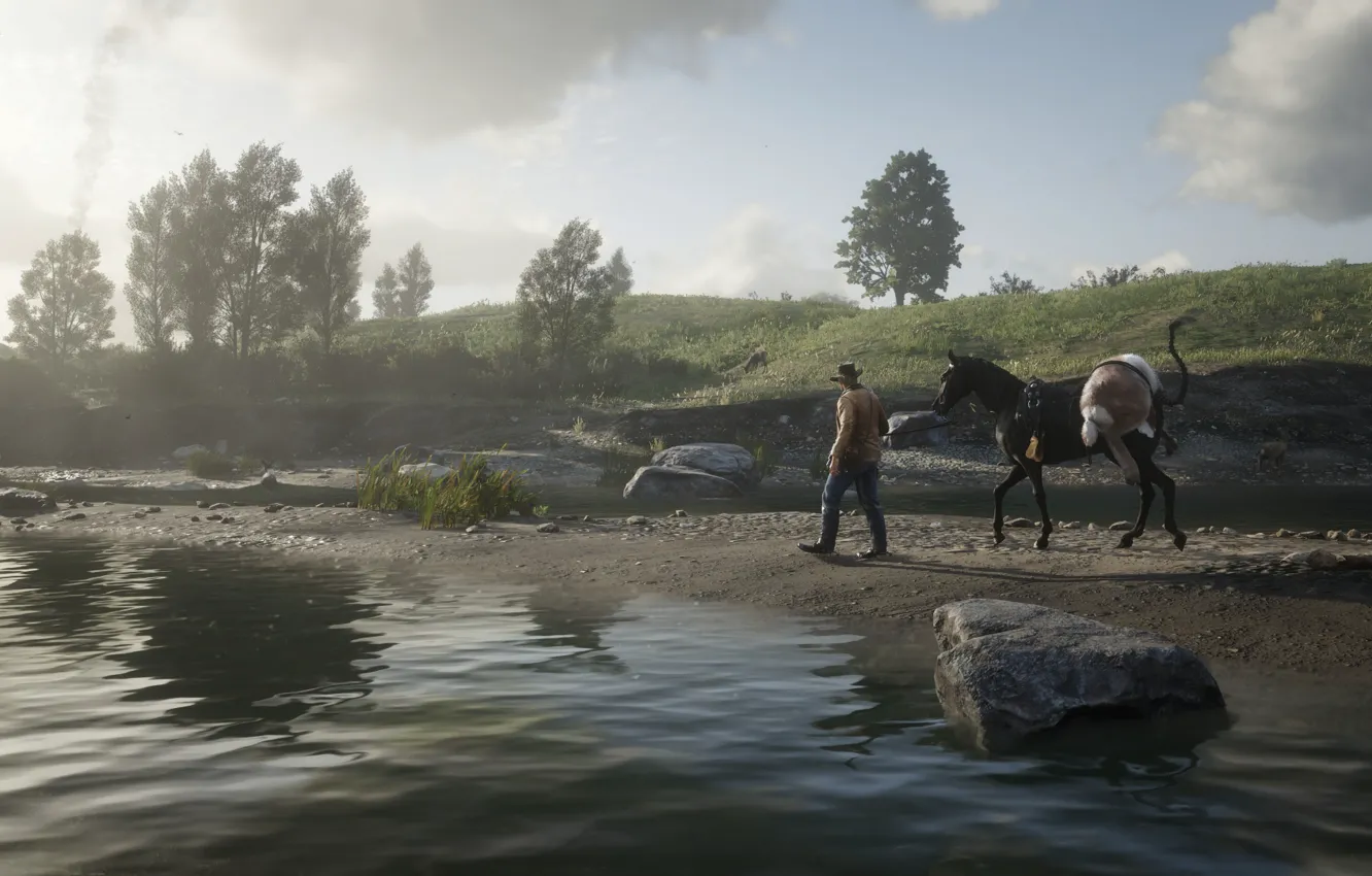 Фото обои Red Dead Redemption 2, RDR 2, Артур Морган, Artur Morgan, Nikita Haru