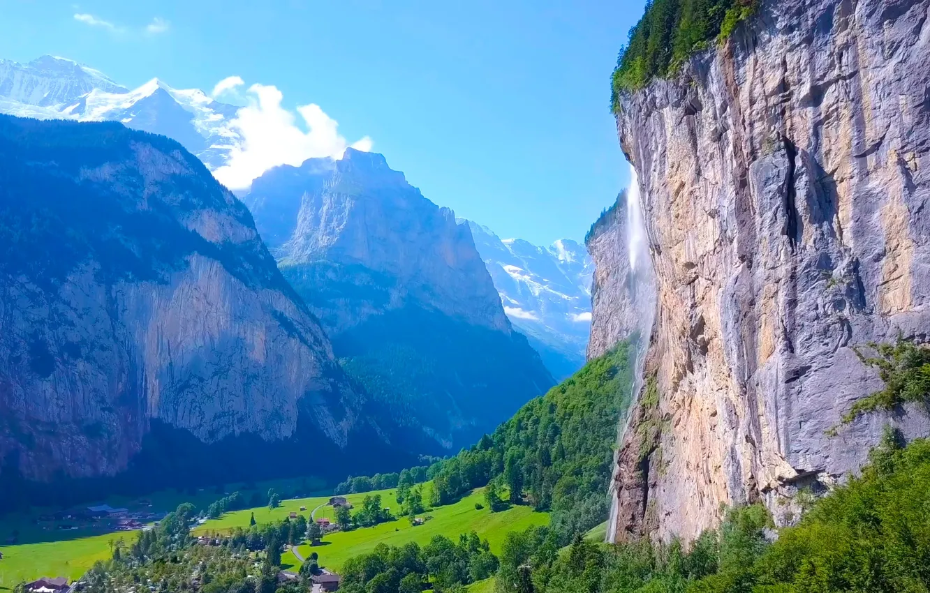 Фото обои красота, Швейцария, Лаутербруннен, красивый пейзаж, Коммуна в Швейцарии, LyudaSav