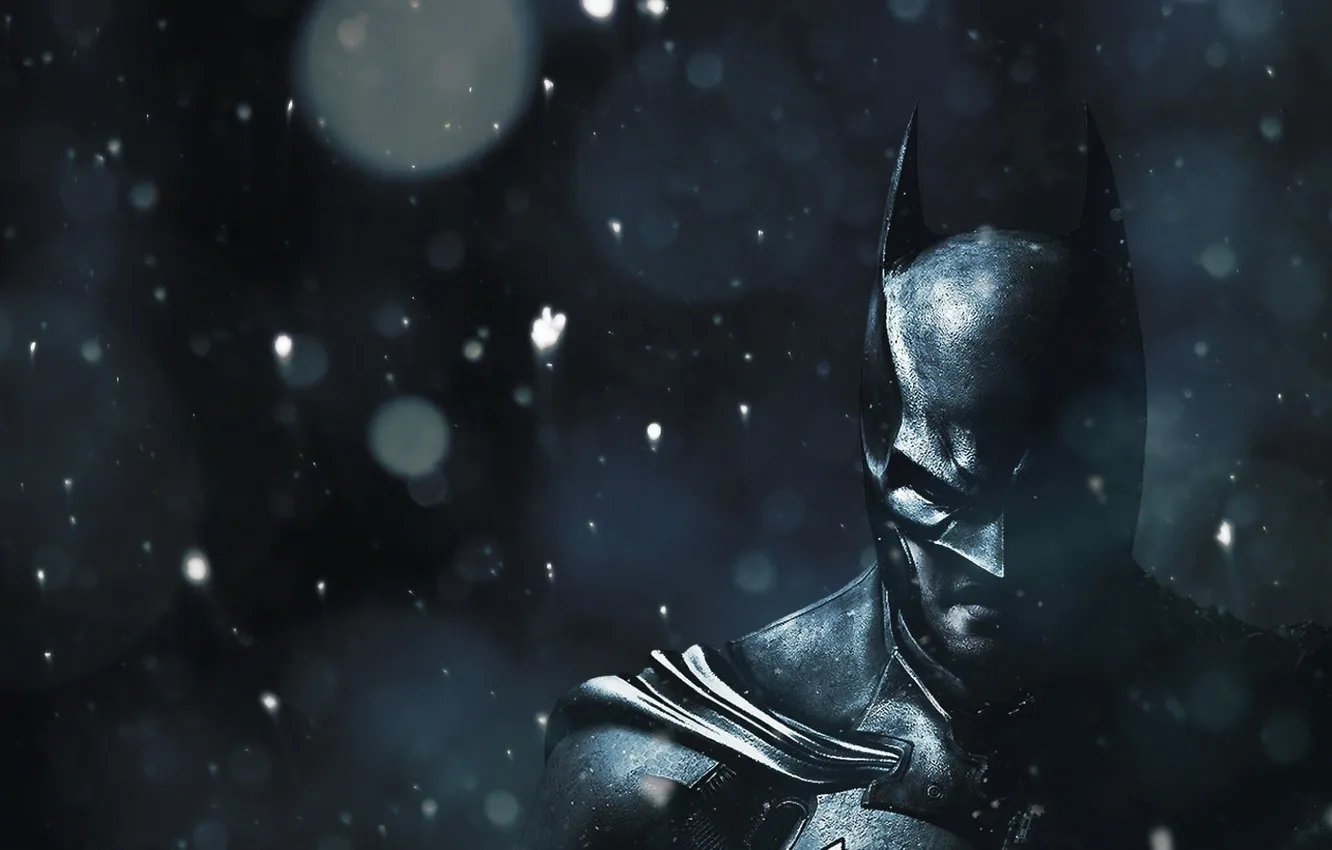 Фото обои снег, маска, Batman: Arkham Origin, рождество.