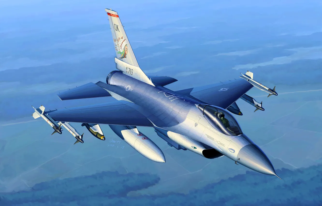 Фото обои США, F-16, USAF, NATO, F-16 Fighting Falcon, Многоцелевой истребитель, Боевой самолёт