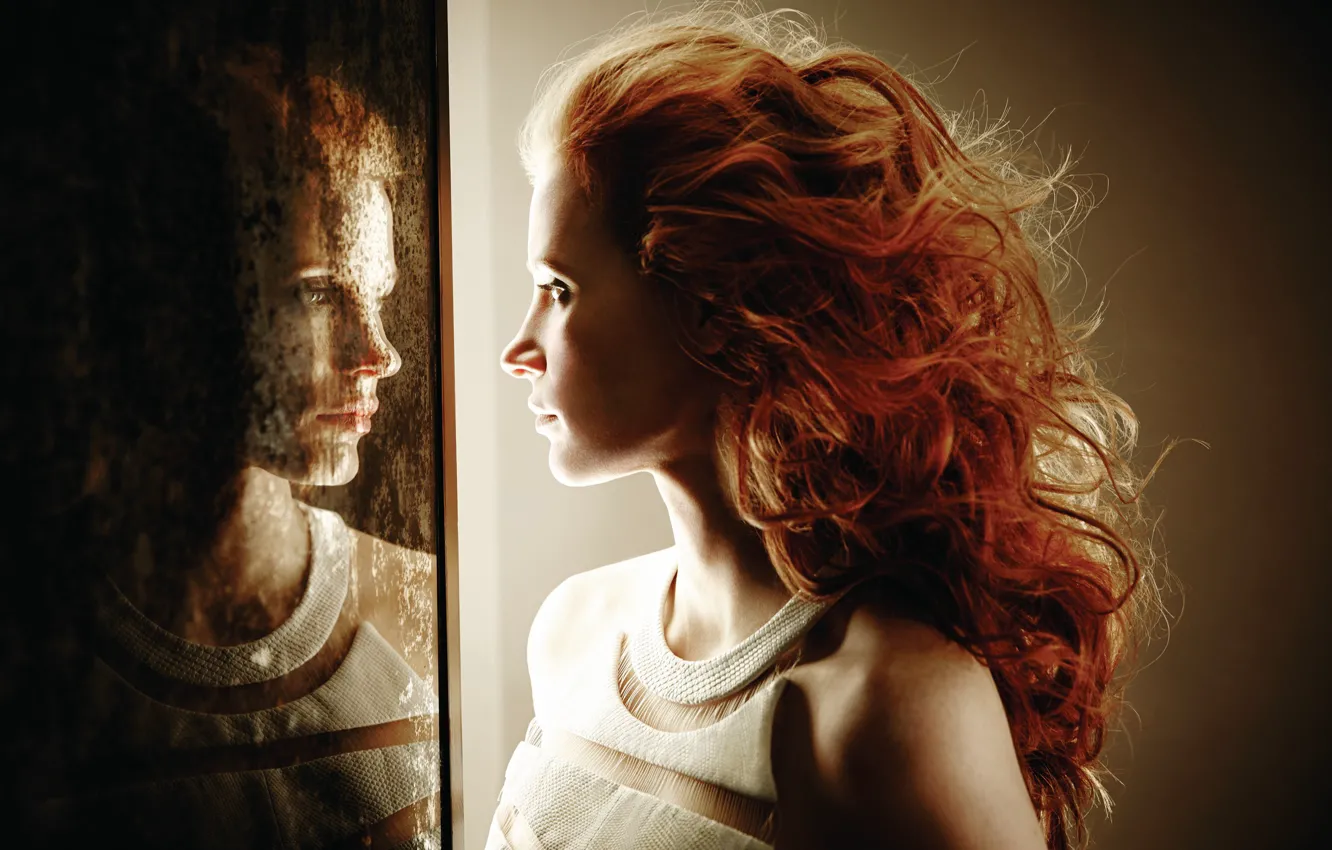Фото обои профиль, рыжая, локоны, Jessica Chastain