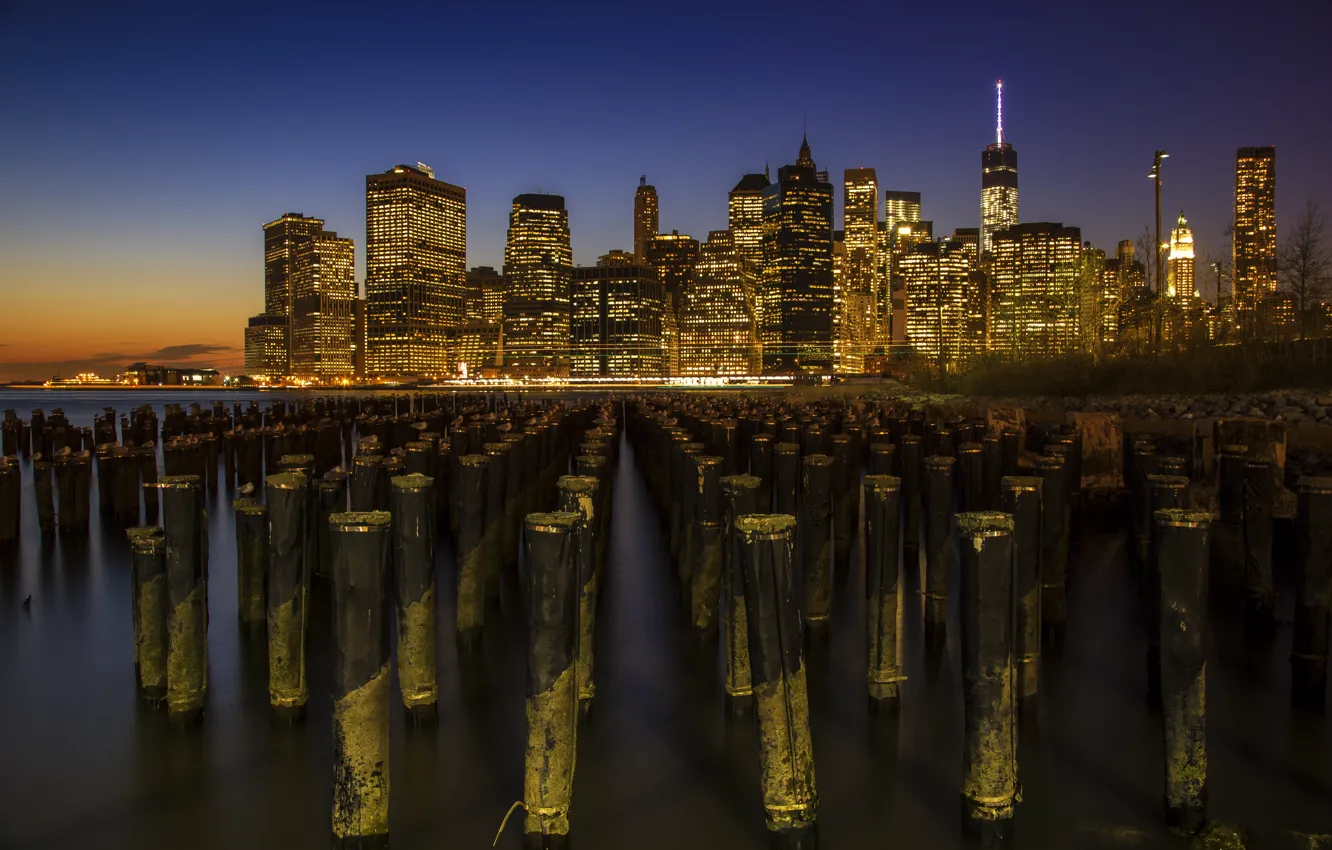 Фото обои USA, United States, skyline, sunset, New York, Manhattan, NYC, New York City