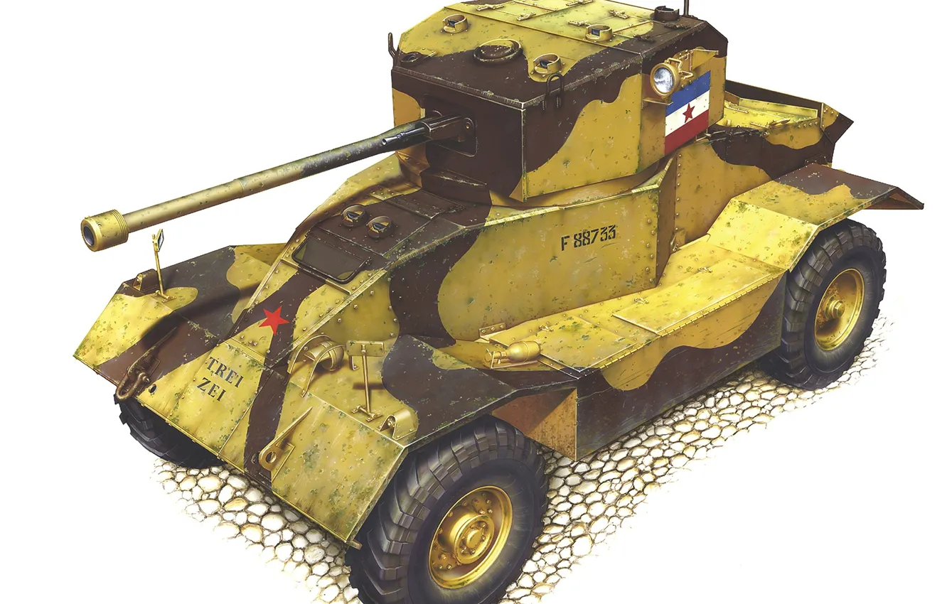 Фото обои рисунок, арт, английский, бронеавтомобиль, ВС Югославии, AEC Mk. II