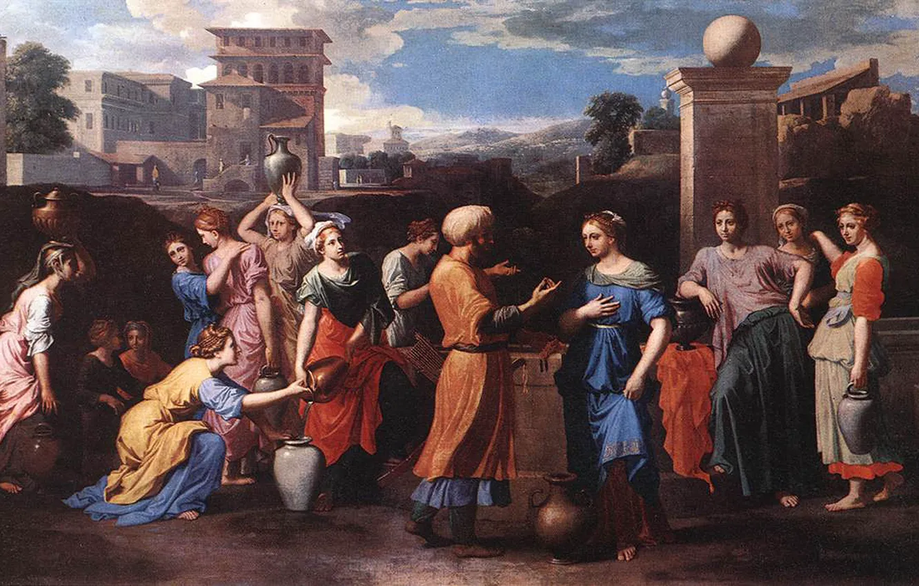 Фото обои Poussin, Академизм, Rebecca At The Well, Ревекка у колодца, классицизм, 1648