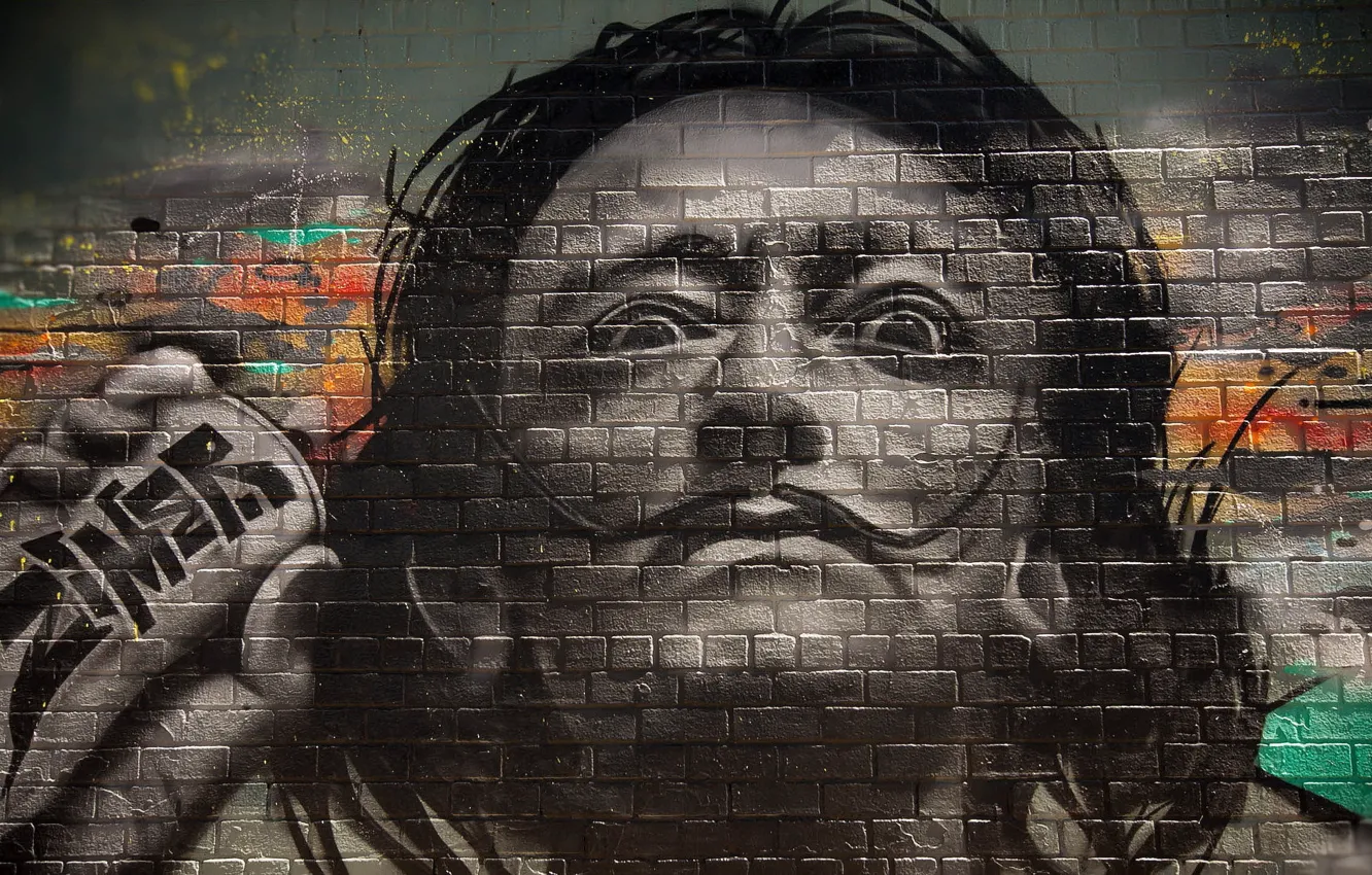 Фото обои стена, картина, графити, Сальвадор Дали
