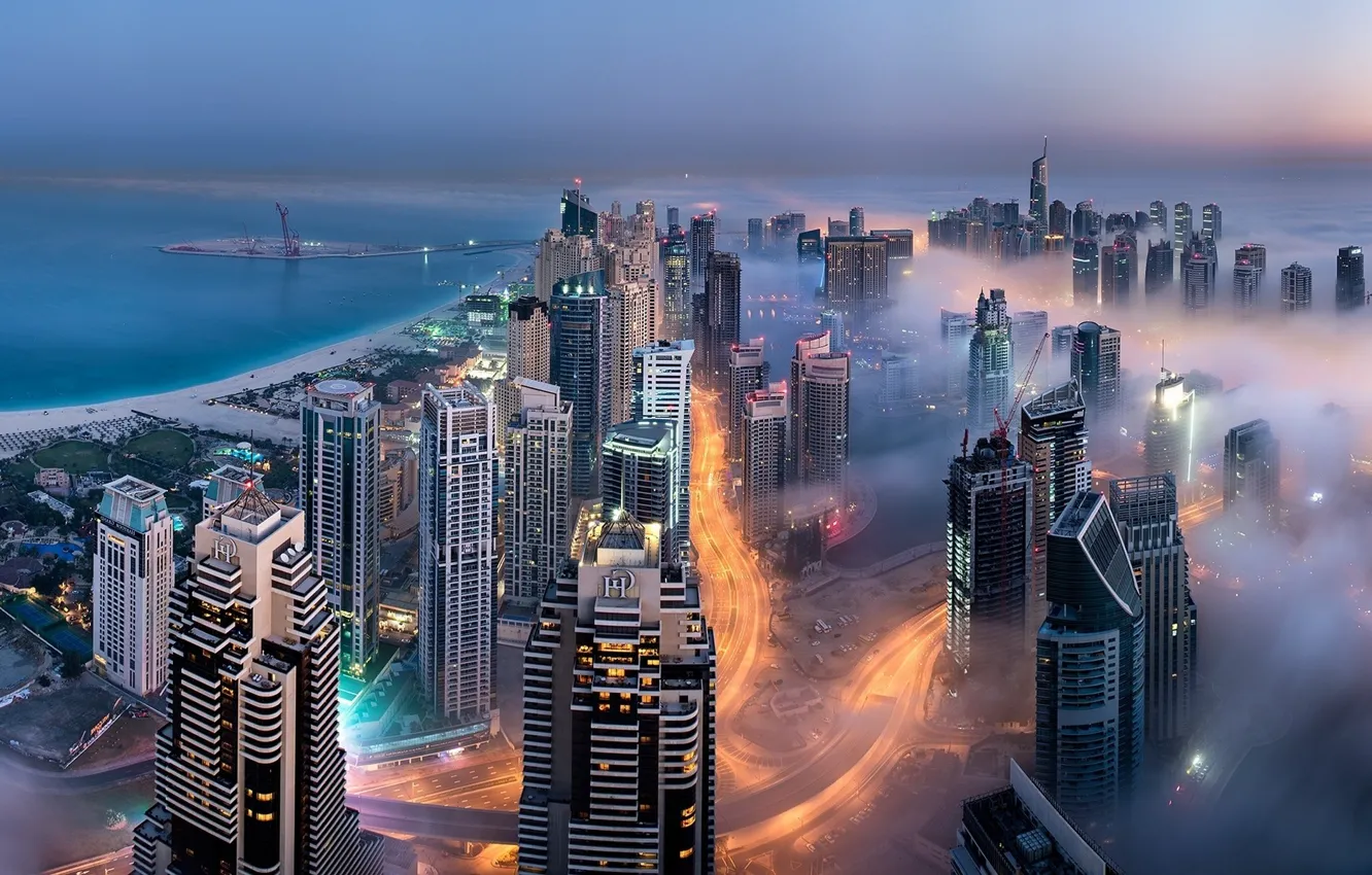 Фото обои Dubai, landscape, building, bay