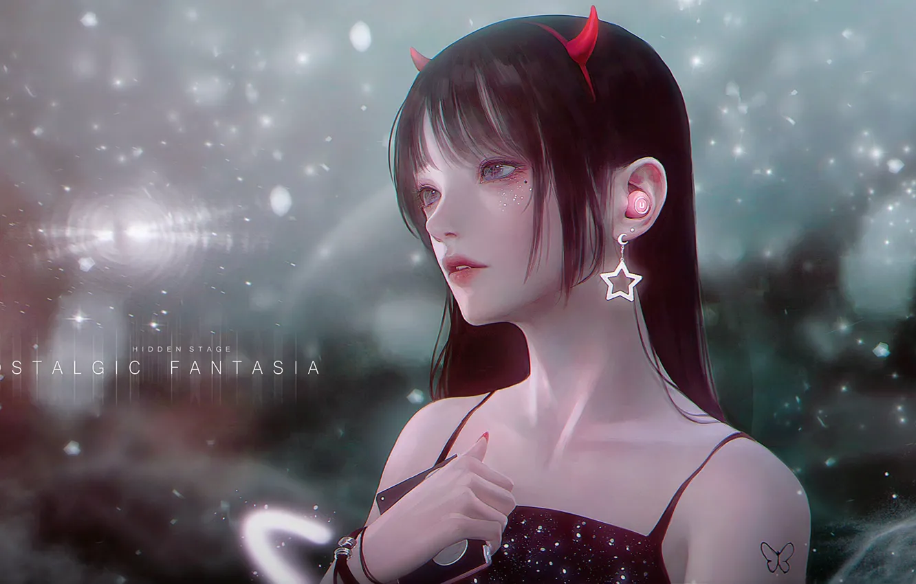 Фото обои девушка, рожок, боке