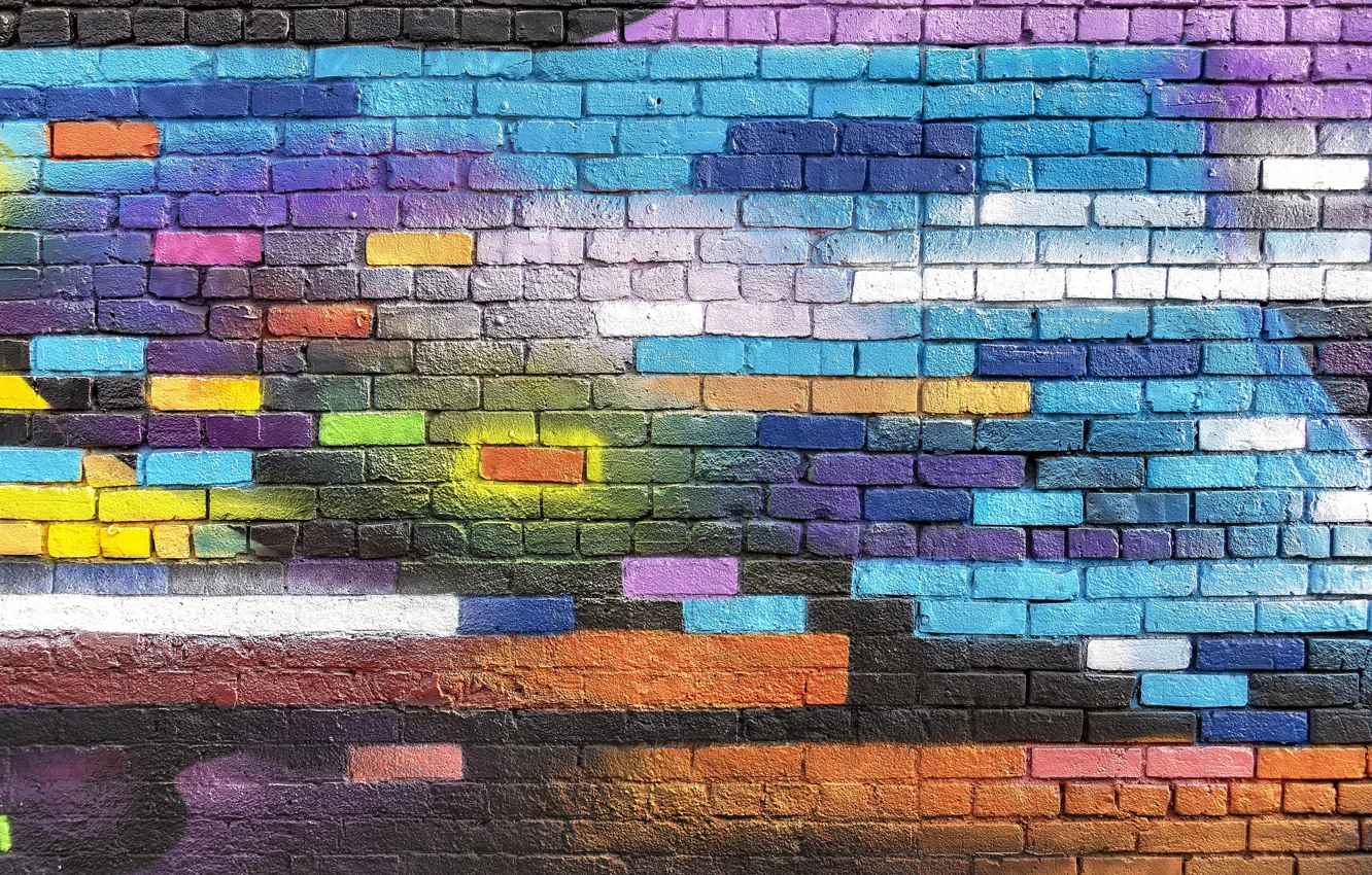 Фото обои colorful, wallpaper, wall, graffiti, textures, paint, brick, street art