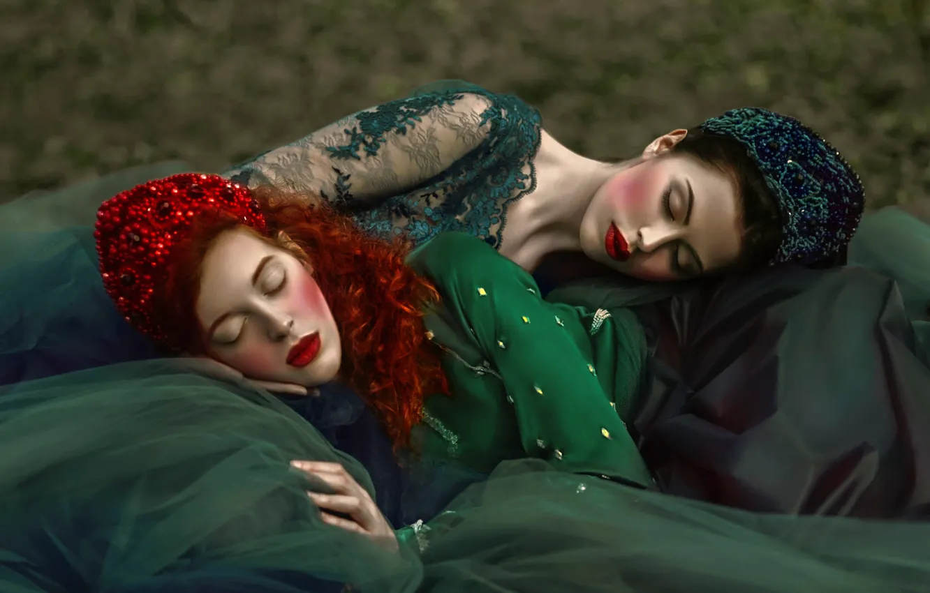 Фото обои фатазия, сон, арт, две девушки, Agnieszka Lorek