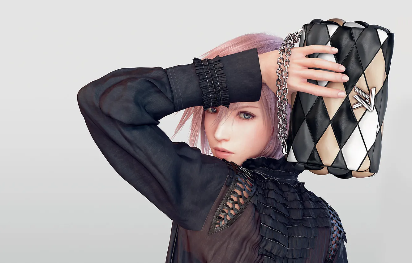Фото обои девушка, модель, одежда, волосы, Молния, сумочка, мода, Final Fantasy XIII