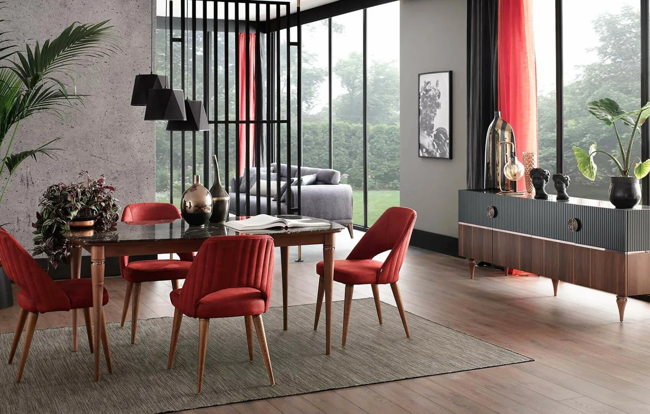Фото обои дизайн, стиль, интерьер, гостиная, столовая, by Yemek Odasi