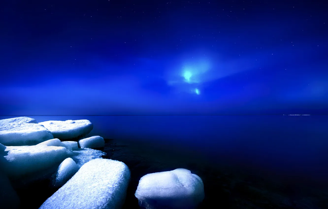 Фото обои лед, зима, небо, ночь, Финляндия