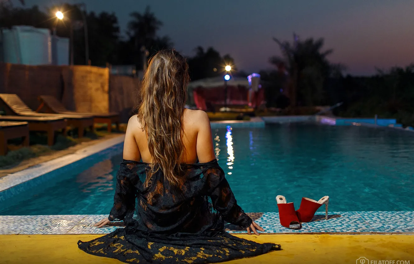 Фото обои девушка, вечер, бассейн, Дмитрий Филатов