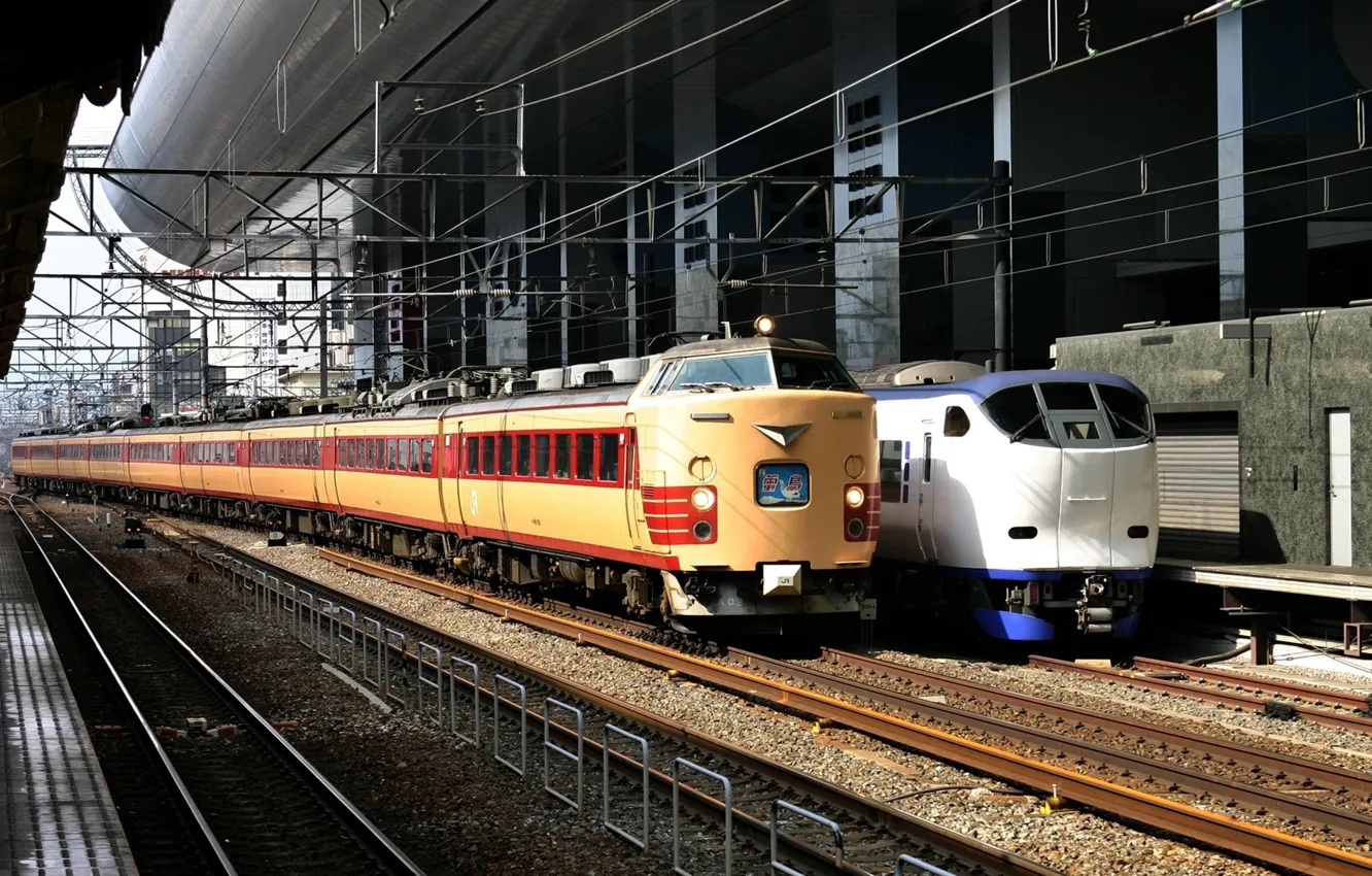 Фото обои рельсы, поезд, станция, Japan, train