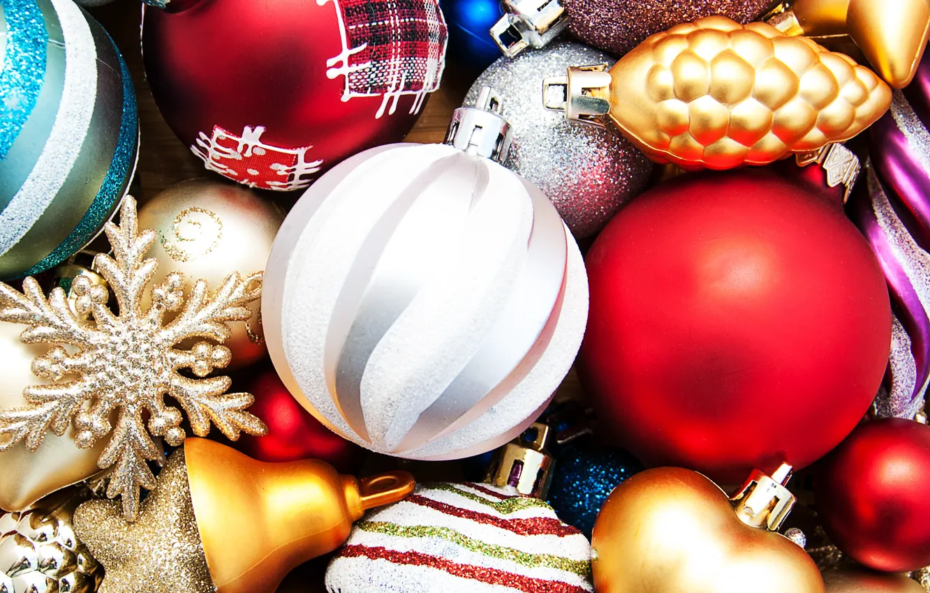 Фото обои украшения, шары, colorful, Новый Год, Рождество, christmas, balls, merry