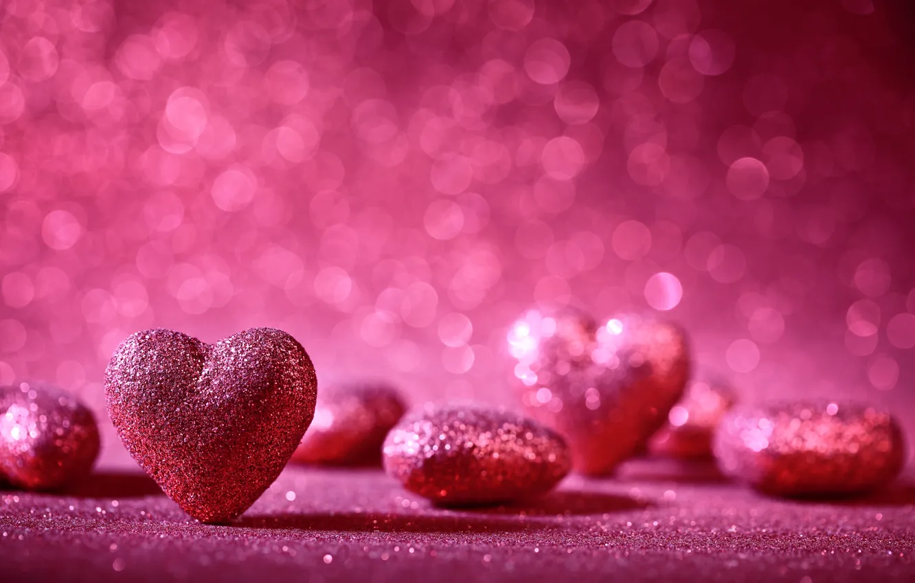 Фото обои love, romantic, hearts, bokeh, valentine`s day