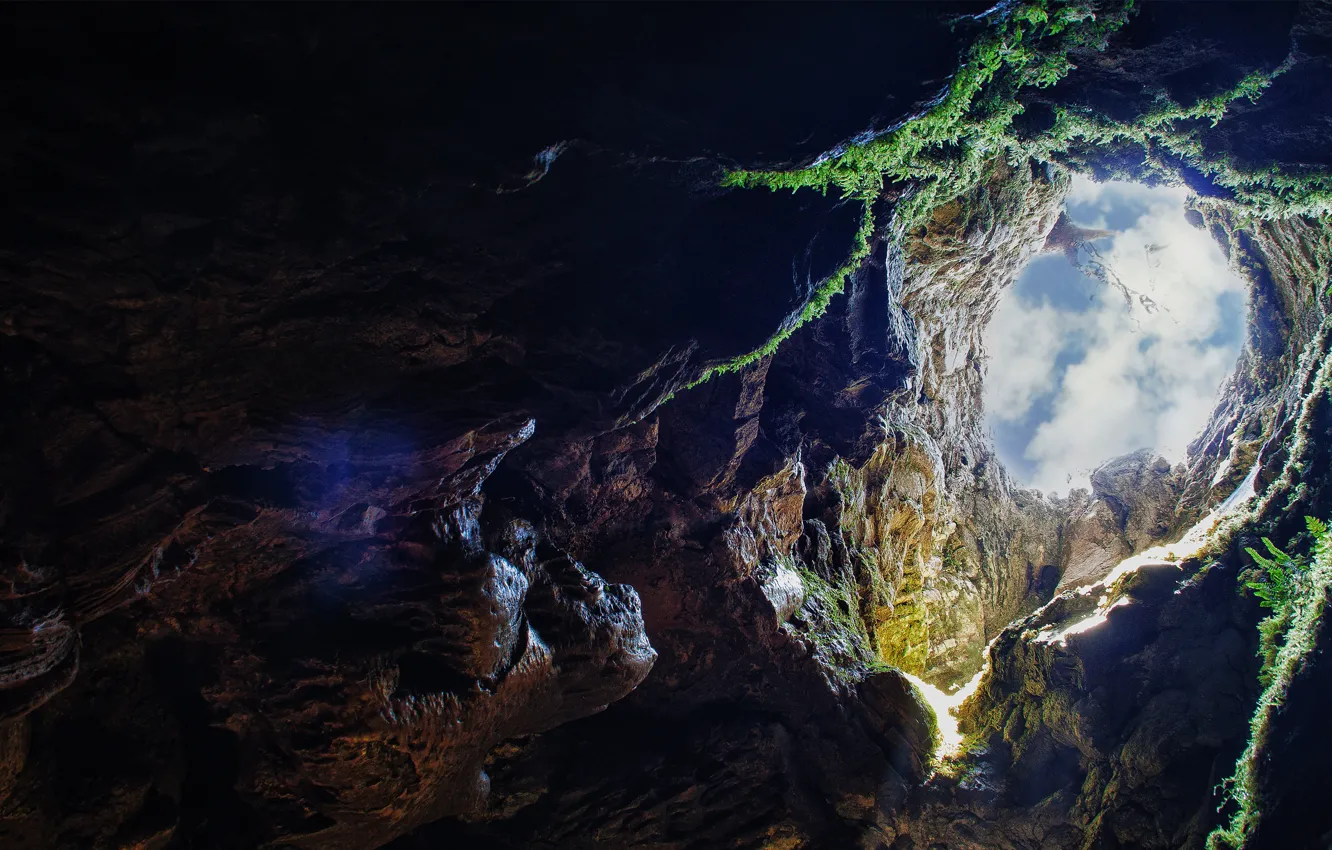Фото обои dark, sky, rocks, cave