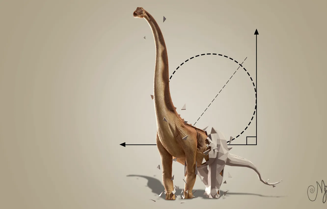Фото обои абстракция, динозавр, геометрические фигуры