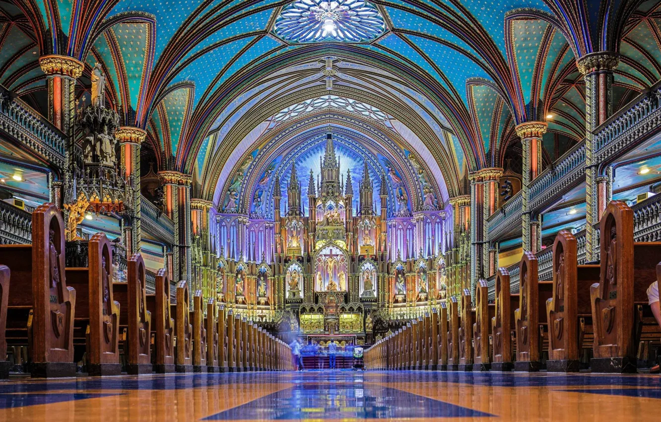 Фото обои интерьер, собор, canada, montreal, basilica