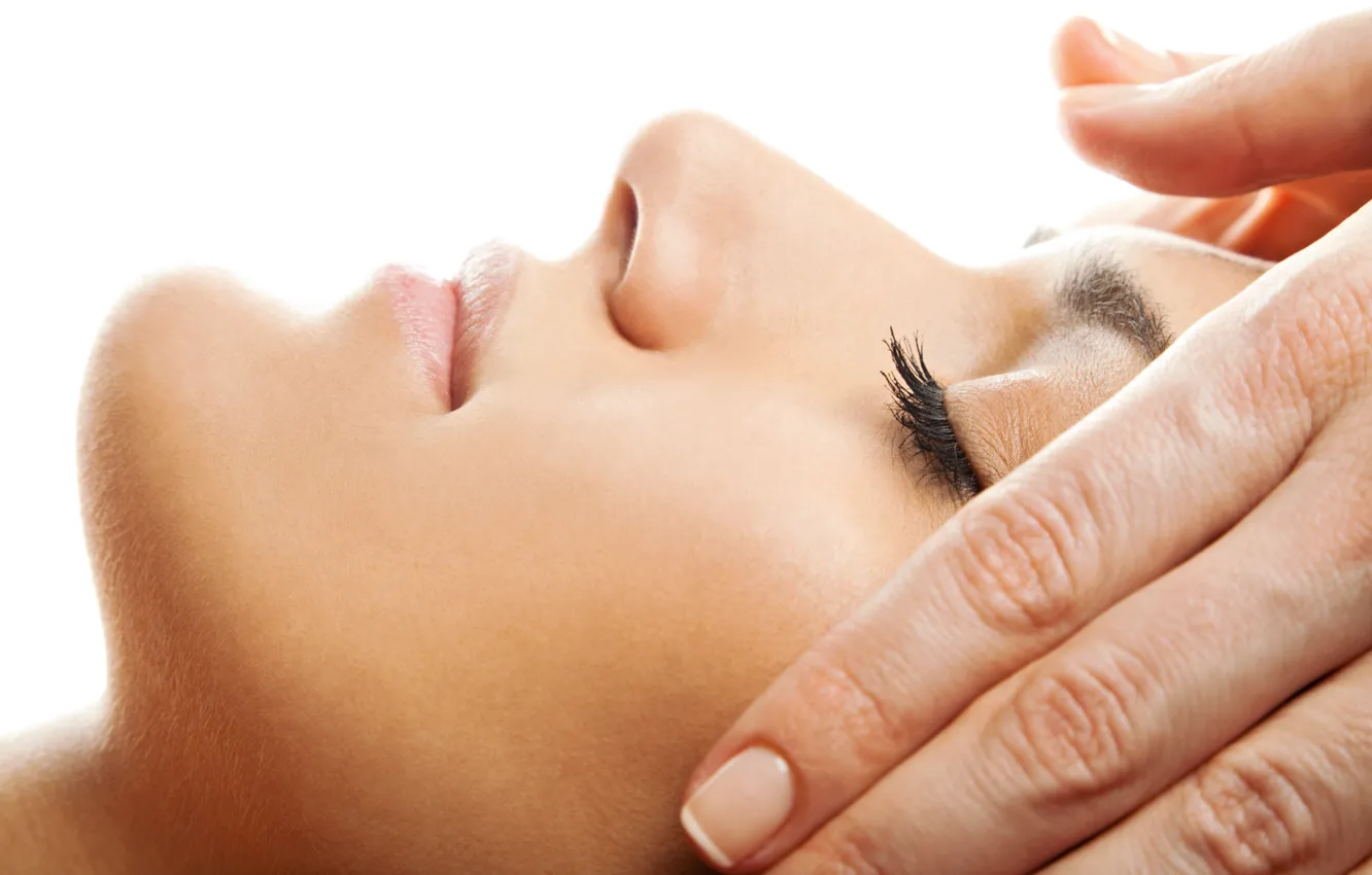 Фото обои woman, face, hands, aesthetic treatments