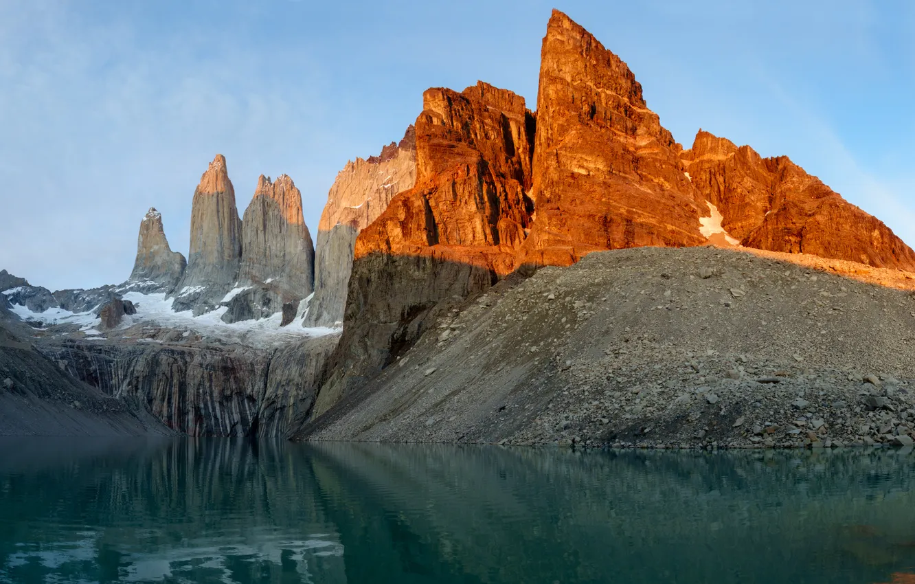 Фото обои morning, Chile, torres del paine National Park. Patagonia