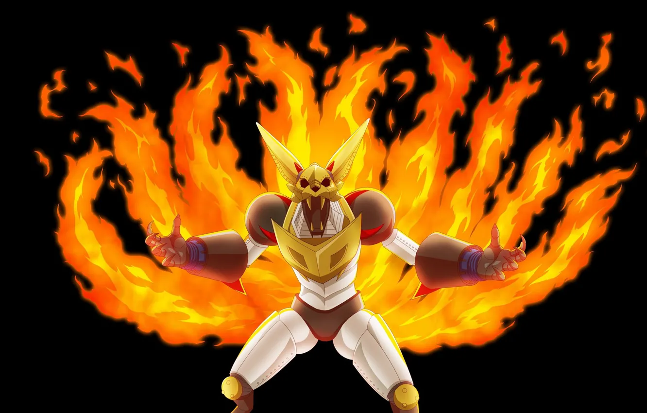 Фото обои Fox, fire, flame, game, robot, Naruto, mecha, fox