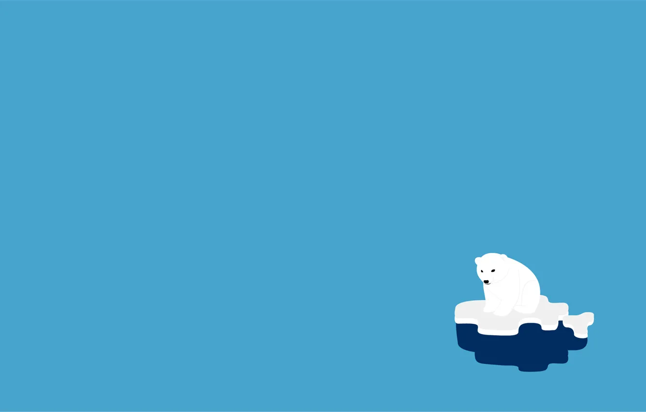 Фото обои животное, краски, медвежонок, льдина, белый медведь