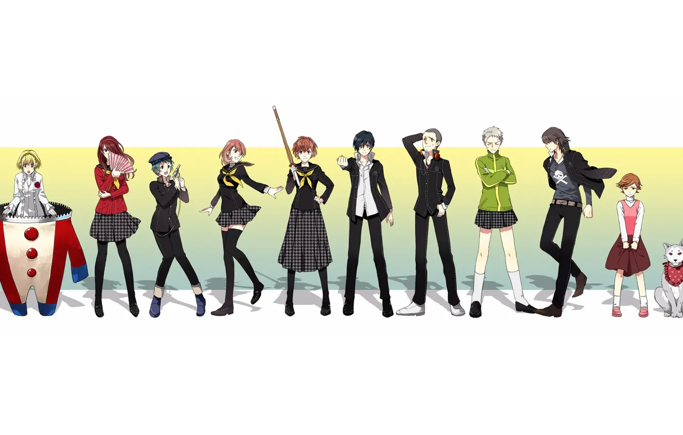 Фото обои фон, игра, группа, аниме, арт, персонажи, Персона 4, Persona 4