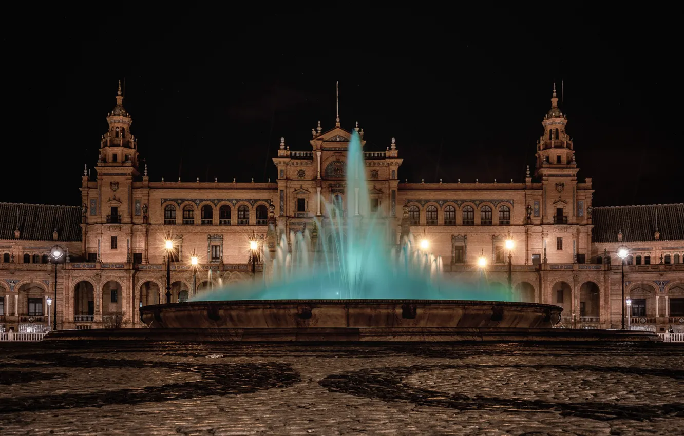 Фото обои фонтан, Испания, Севилья, Площадь Испании