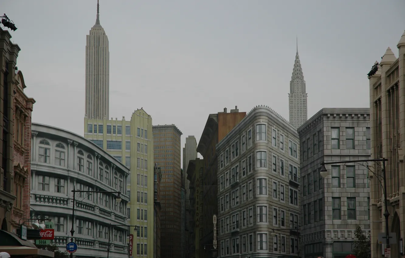 Фото обои улица, здания, вечер, USA, США, Нью-йорк, evening, street