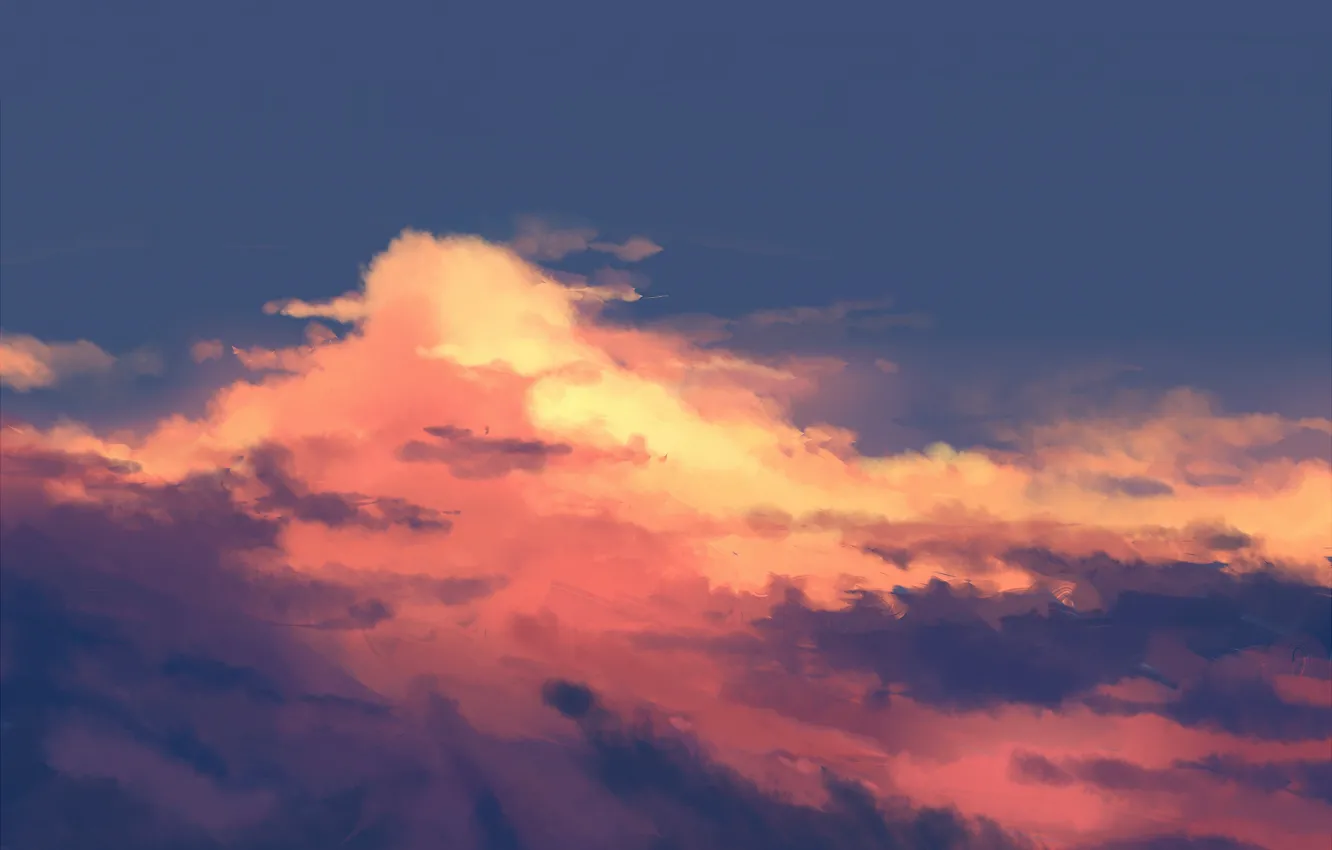 Фото обои небо, облака, закат
