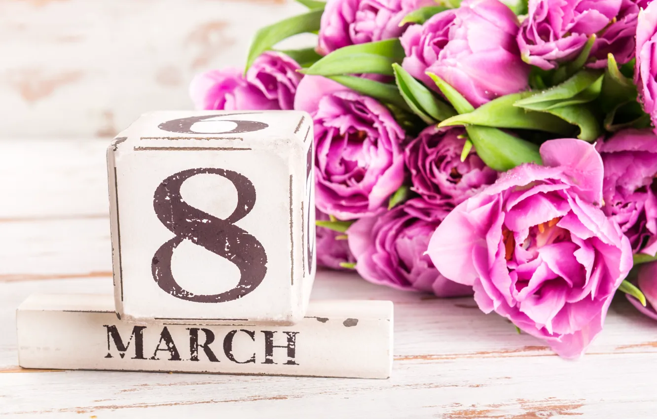 Фото обои цветы, тюльпаны, розовые, 8 марта, pink, tulips, 8 march