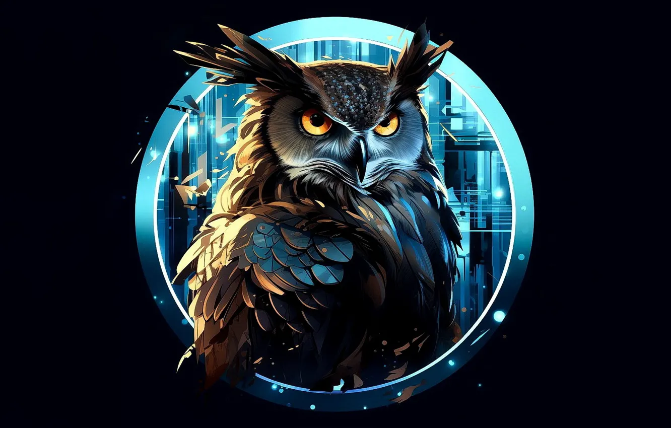Фото обои bird, owl, ai art