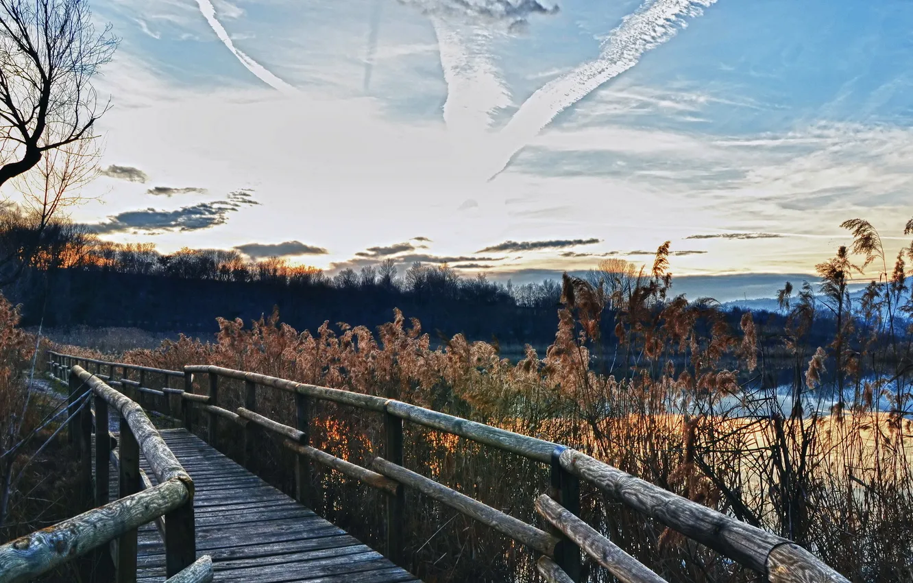 Фото обои небо, пейзаж, мост