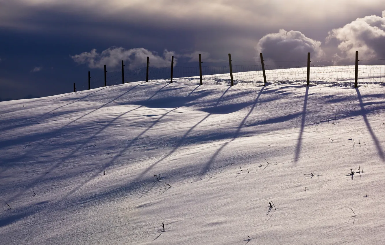 Фото обои зима, пейзаж, природа, забор