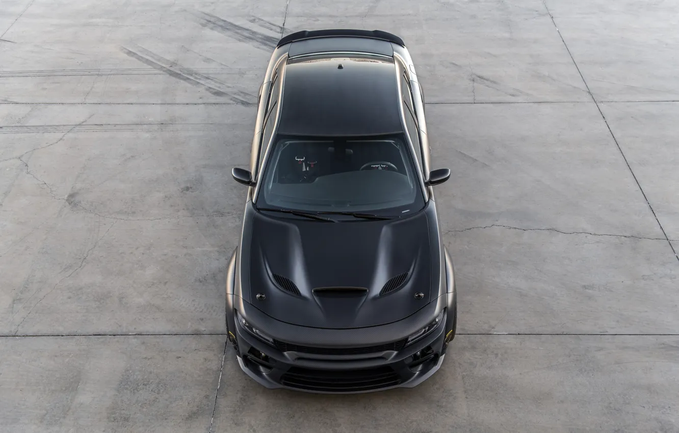 Фото обои Dodge, Charger, вид сверху, AWD, 2019, SpeedKore, SEMA 2019, Twin Turbo Carbon