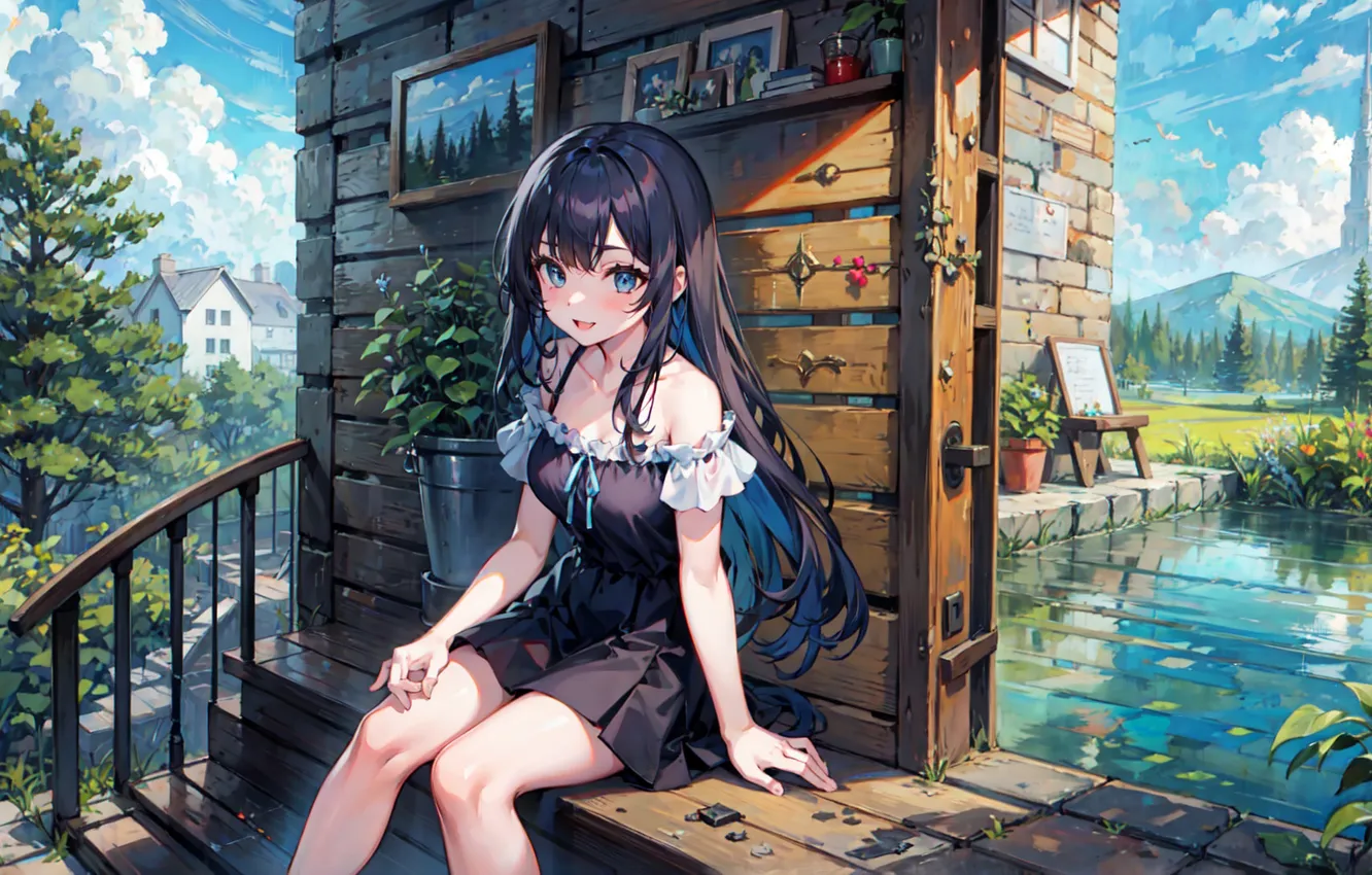 Фото обои девушка, картина, аниме