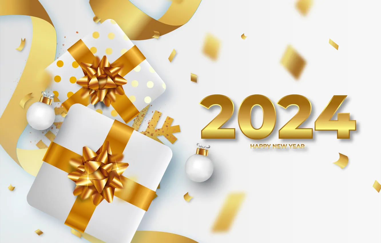 Фото обои цифры, Новый год, дата, композиция, 2024, Новый 2024 год