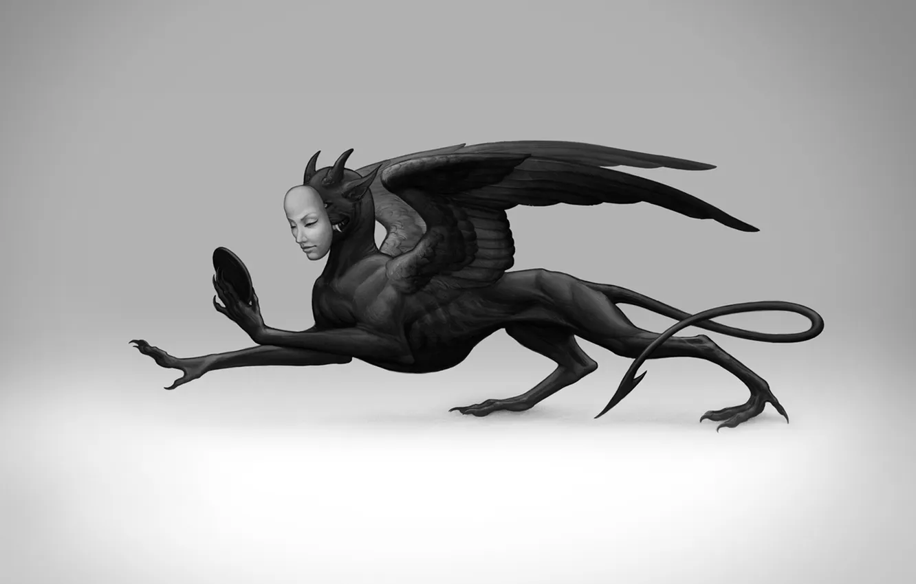 Фото обои крылья, маска, дьявол, Maria Zolotukhina