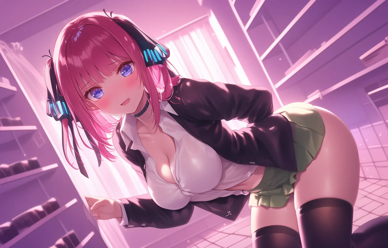 Фото обои аниме, арт, wallpaper, бельё, розовые волосы, The Quintessential Quintuplets, Go-Toubun no Hanayome, Nino Nakano