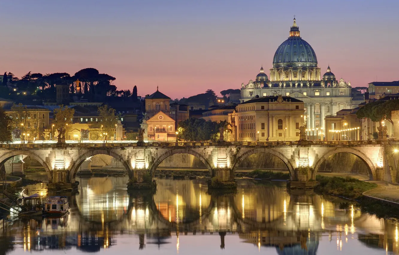 Фото обои Neo, Beautiful, Italy, Bridge, Old, Rome, Building, Gothic
