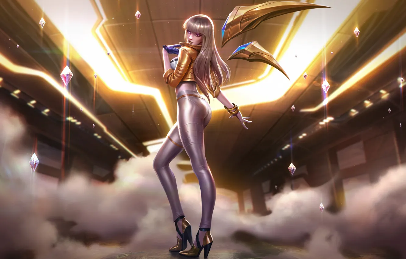 Фото обои взгляд, девушка, поза, кристаллы, League of Legend