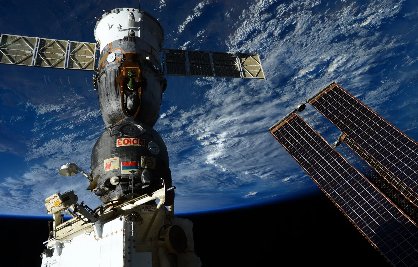 Фото обои космос, корабль, космический, Союз, пилотируемый, Soyuz, TMA15M