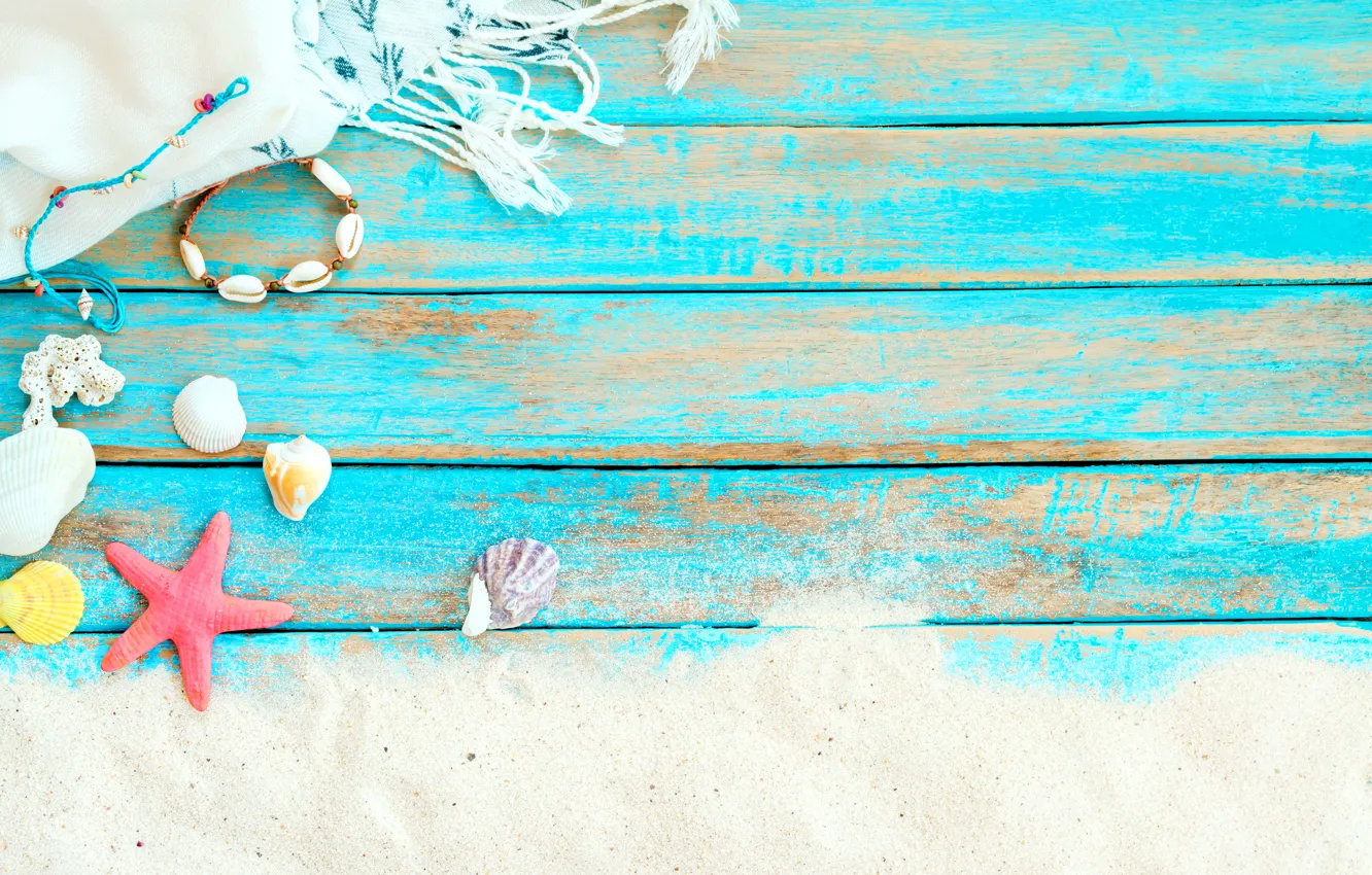 Фото обои песок, пляж, фон, доски, звезда, ракушки, summer, beach