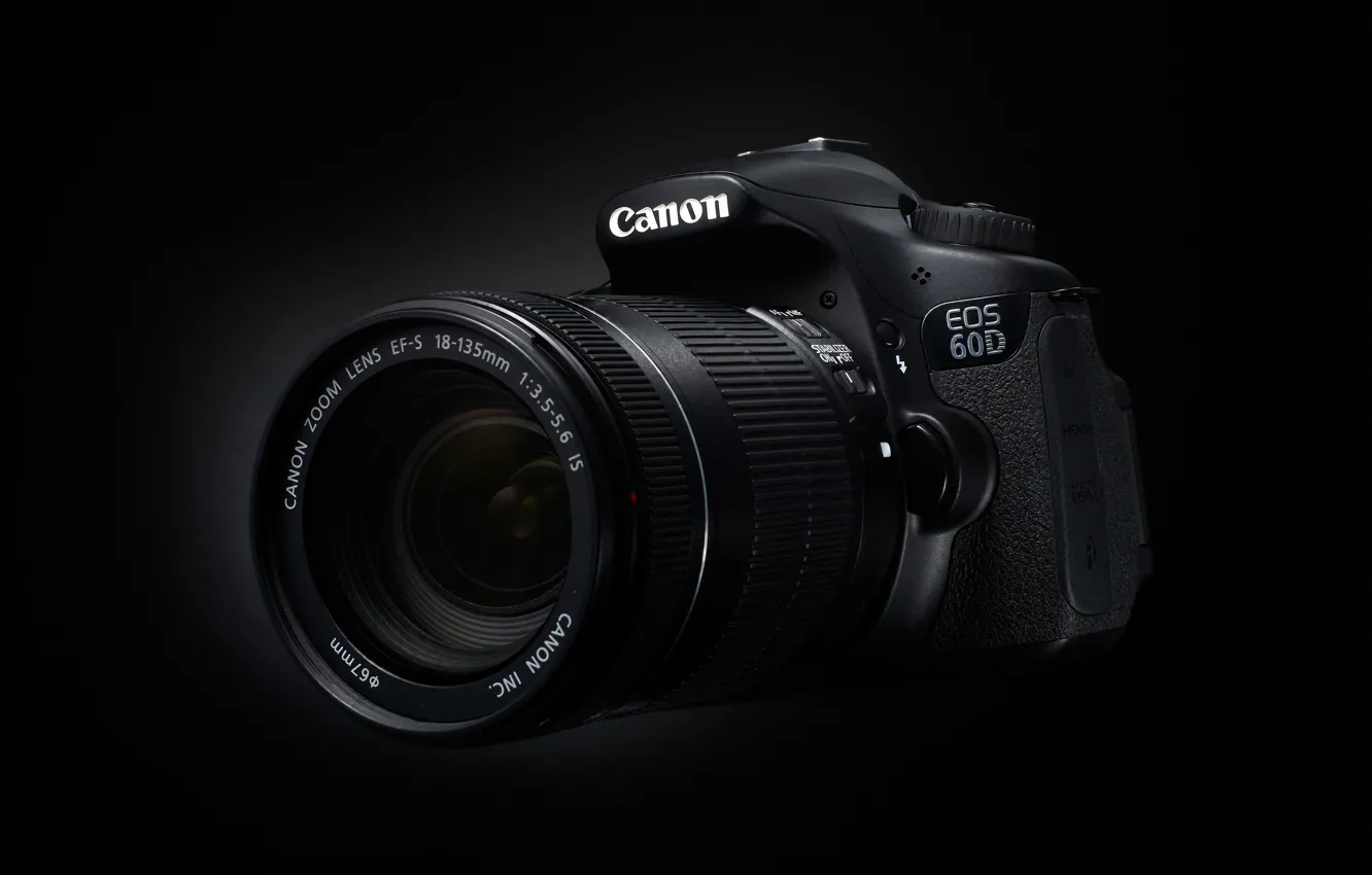 Фото обои фотоаппарат, черный фон, Canon, 60D
